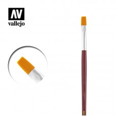 Acrylicos Vallejo - PM05004 - Brush - 塑膠纖維平行畫筆 4 號 PM05004: Flat Rectangular Brush No. 4 Toray(建議售價NT160)(12/包)