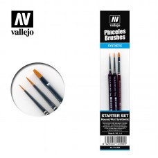 Acrylicos Vallejo - P15999 - Brush Set - 畫筆起始套組 (圓形3/0, 圓形1,平頭4)Starter Set (3 Pcs.)Round No.S 1 Y 3/0-Flat No.4 (NT 500元)