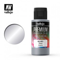 Acrylicos Vallejo - 62051 - 高階色彩 Premium Color - 鋼鐵色 Steel - 60 ml. (建議售價NT 230)