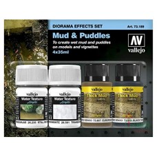 Acrylicos Vallejo - 73189 - 佈景效果 Diorama Effects - 泥與水坑套組 Mud & Puddles (4) - 35 ml.(NT 820)