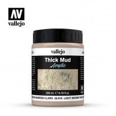 Acrylicos Vallejo - 26810 - 佈景效果 Diorama Effects - 淺棕色厚泥 Light Brown Thick Mud - 200 ml.(NT 490)