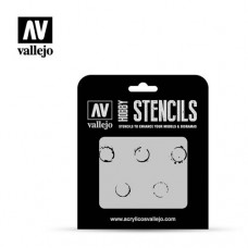 Acrylicos Vallejo - ST-AFV002 - Stencils - 油桶油漬痕 Drum Oil Markings - 1/35 (建議售價NT 150)