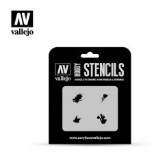 Acrylicos Vallejo - ST-TX004 - Stencils - 汽油洩漏 Petrol Spills - 1/35 (建議售價NT 150)