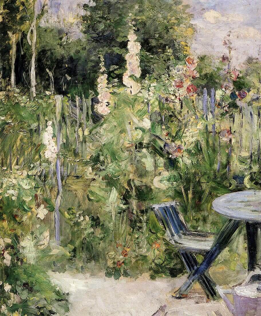 Roses Tremieres，由 Berthe Morisot 所繪